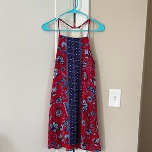 Blue Rain Red and Blue Floral Mini Dress